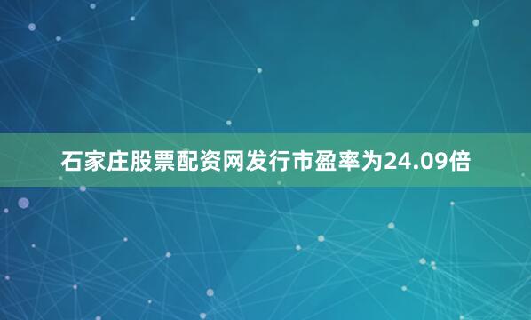 石家庄股票配资网发行市盈率为24.09倍